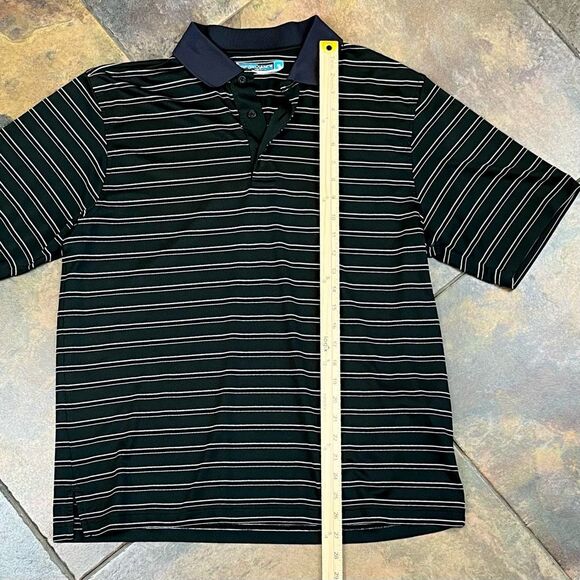 Roundtree & Yorke Performance Striped Polo Black White Medium - Picture 6 of 8